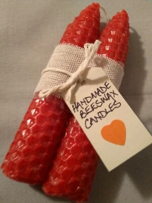 beeswax candles berry red pair 5" 100% Natural  - image 1 of 3