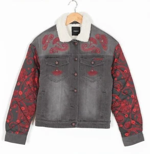 DESIGUAL Denim Fleece Lined Jacket Women Size S MJ4421 - Picture 1 of 10