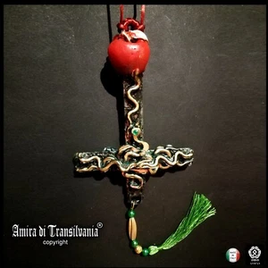 Pagan cross crucified magic talisman pendant pendant snakes apple - Picture 1 of 24