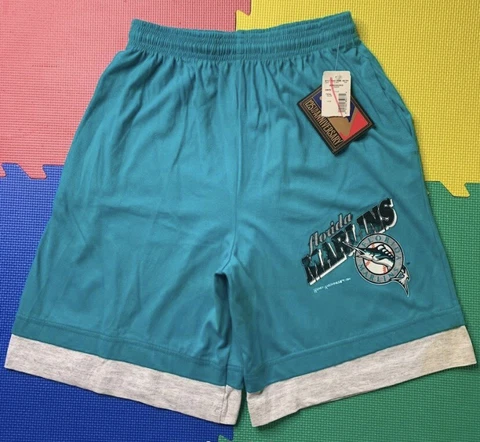 Vintage 90’s Florida Marlins MLB Double Layered Men’s Shorts Mendez Sz Large NWT Cover