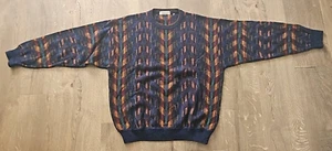 Vintage Norm Thompson Sweater Mens M 90s Cosby Biggie Coogi Textured Style Italy - Picture 1 of 6