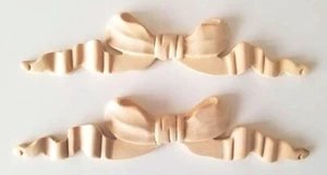 2 Stück/Paar, 8-1/4 Zoll Breite x 1-3/4 Zoll Höhe x 1/2 Zoll Handgeschnitztes Eichenholz Band Onlay Applikation - Bild 1 von 2