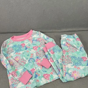 Lilly Pulitzer Pottery Barn Pajama Set Girls 3T Unicorn in Bloom Organic Cotton - Picture 1 of 13