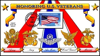 Scott 3508 34 Cents Honoring Veterans B Montgomery Hand Painted FDC Artist Proof - Image 1 of 2