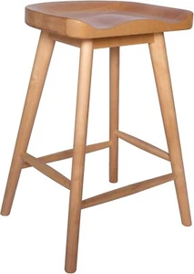 Rivet Kitchen Height Bar Counter Stool, Birch, Natural Finish, 36.6 x 44 x 61.5 - Picture 1 of 7