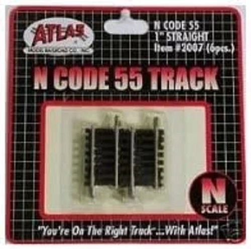 Atlas 2007 N Scale Code 55 1" Straight Track 6 pack New Free Shipping - Image 1 of 1