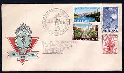 1956 Melbournw Olympic Games VPA Cover MAIN STADIUM Athlete Cancel to NZ Foto 1 de 2
