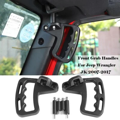 Front Aluminum Grab Handles Grip Handle Bars for Jeep Wrangler JK JKU 2007-2018 - Imagem 1 de 4