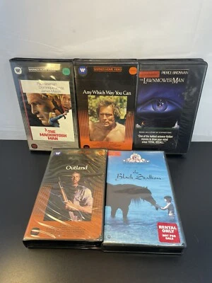 VHS Clamshell LOT - 5 Video Cassette Tapes Lawnmower/Any Which Way/Black Beauty - Image 1 of 4
