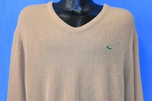 SUÉTER VINTAGE AÑOS 60 IZOD LACOSTE MARRÓN CUELLO EN V COCODRILO EXTRA GRANDE XL - Imagen 1 de 3