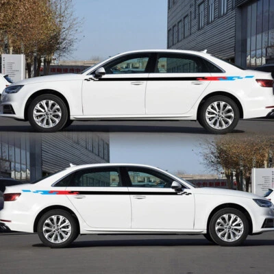 Car Side Body Stickers Lattices Stripe Decals Racing Door Decoration Accessories — 第 1/4 张图片