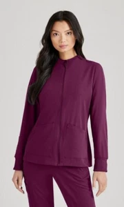 Barco Unify Scrubs Style 884 Zippered Detailed Scrub Jacket in "Wine" Size L - Picture 1 of 2