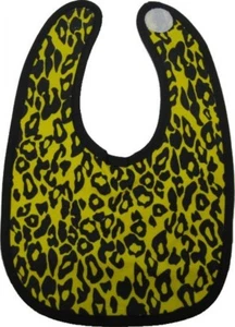 87007 Yellow Leopard Print Baby Bib Animal Toddler Infant Feeding Punk Kids NEW - Picture 1 of 1