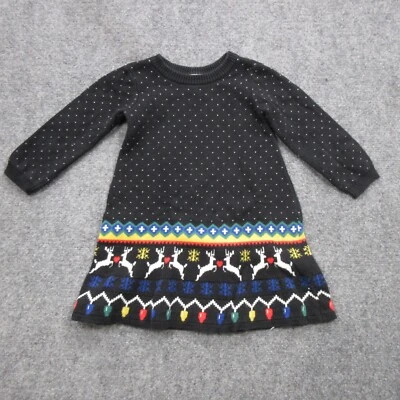 Vestido Suéter Hanna Andersson Niñas 18 24 M Negro Tejido Bebé Holiday Heritage Foto 1 de 4