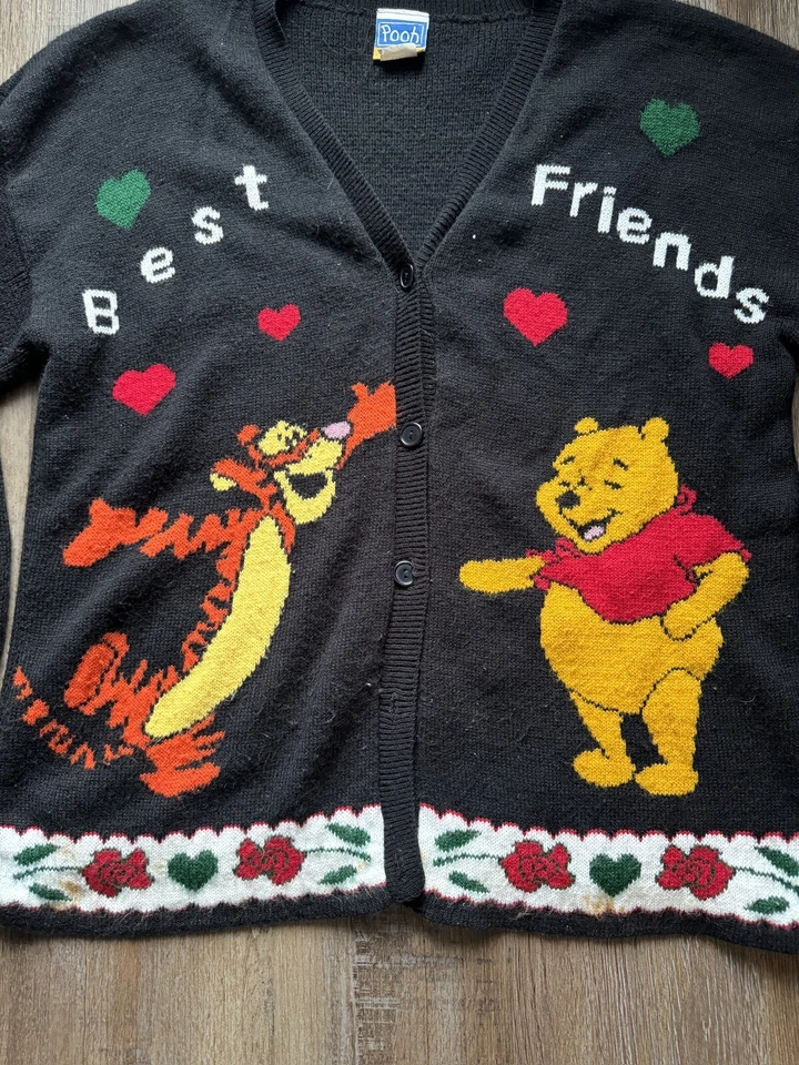 Vintage 90's Disney Tiger Winnie The Pooh knit Cardigan Rare Women’s Large - Image 1 of 4