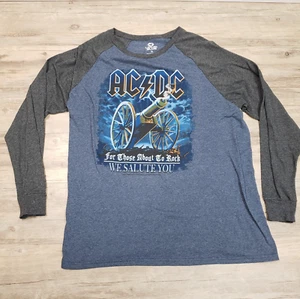 AC/DC Liquid Blue Shirt Men XL Long Sleeve For Those About to Rock We Salute You - Picture 1 of 7