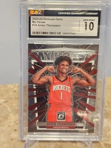 2023-24 Panini Donruss Optic #19 Amen Thompson My House CGC Gem Mint 10 Rockets - Picture 1 of 2