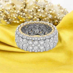 14k Yellow Gold Round Cut Diamond Wedding Band 6.00 Ct Women Lab Created 10 mm - Picture 1 of 10