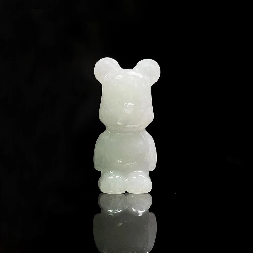 【KATHY JADE】Icy Emerald  White Bear Jadeite Jade Statue《Grade A》 Foto 1 de 4