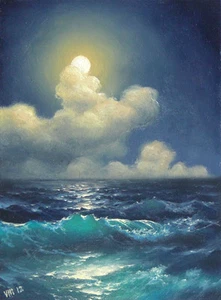 161 - 5"x7" CANVAS GICLEE ART PRINT SEASCAPE Wave Ocean Storm Nautical Wind Sea - Picture 1 of 1