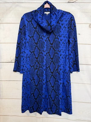 Tyler Boe XS Drs Capucha Cuello Azul Negro Estampado Animal Elegante Preppy Foto 1 de 4