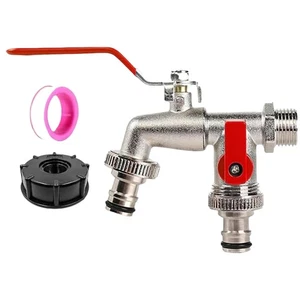 Garden Faucet, Double Outlet Outdoor Taps With Connector, Outside Faucet - Picture 1 of 15