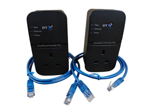 BT Flex 500 Poweline Adapter Kit AV500 Passthrough Socket with Ethernet Cables - Afbeelding 1 van 4