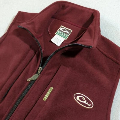 Drake Waterfowl Systems Fleece Vest Men's Size S Burgundy Full Zip Pockets - Image 1 of 4