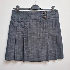 mini pleated skirt Y2K girl 14 teenager navy grey Dorothy Perkins school - Picture 1 of 9