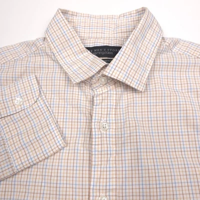 Bloomingdales Slim Stretch Khaki Multi Color Plaid Button Up Shirt Mens Medium - Image 1 of 4