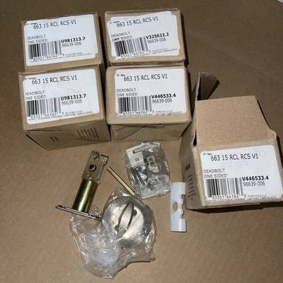 5 Pack Kwikset 663 15 RCL RCS V1 One Sided Deadbolt  Satin Nickel 96639-006 New - Image 1 of 2