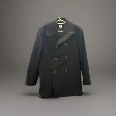 Vintage Navy Sailor Black Wool Jacket US Military Peacoat Men's Sz 40s - Image 1 of 4