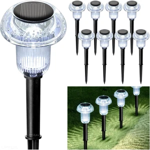 Solar Lights Outdoor 8 Pack Solar Pathway Lights Outdoor 6000K Cold White LED Wa - Picture 1 of 12