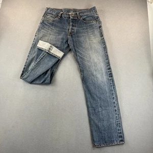 Pantalones de mezclilla Levis 501 de colección para hombre 33x30 ribete pierna recta lavados bigotes alterados - Imagen 1 de 23