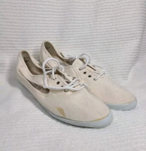 NOS 90s Vtg White Lace Canvas Sneaker 8.5M Cut Out Side Keds Style Barbie Retro  - Picture 1 of 12