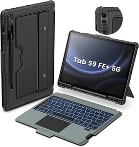 For Samsung Tab S9 /S10+/FE+ Slide Camera Cover Leather removable Keyboard Case - Picture 1 of 33