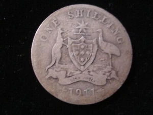 Australian 1911 Shilling Coin Sterling Silver Key Date  (SA07) - Picture 1 of 2