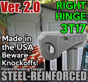 Steel Core RIGHT Door Hinge Part 3T17 for Rubbermaid Shed 6X5 Resin Slide-Lid - Picture 1 of 5