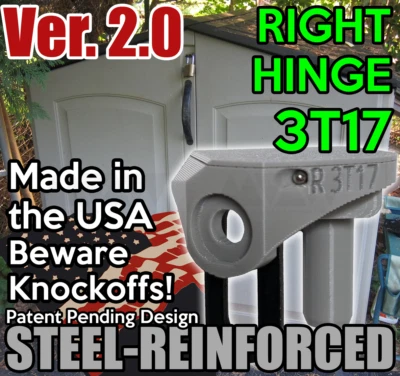 MVAW Steel Core RIGHT Door Hinge Part 3T17 for Rubbermaid Shed 6X5 Resin Slide-Lid