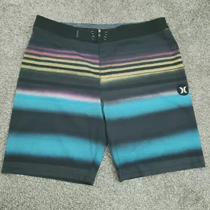 Hurley Board Shorts Men 34 Striped PHANTOM MOAB STRETCH Comfort NO DRAWSTRING - Picture 1 of 19
