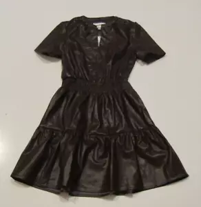 NWT Womens VIGOSS S/S Dress Brown Faux Leather Size Small - Picture 1 of 1
