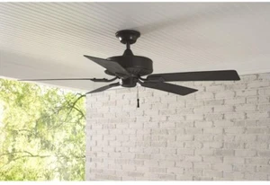 52 In. Indoor Outdoor Natural Iron Ceiling Fan Wet Rated Metal Black Energy Star - Picture 1 of 1