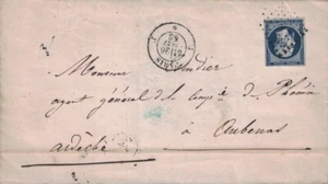 PARIS - J * J - OBLITERATION LOSANGE J - EMPIRE N°14 BLEU FONCE - DU 6-5-1856 - - Foto 1 di 2