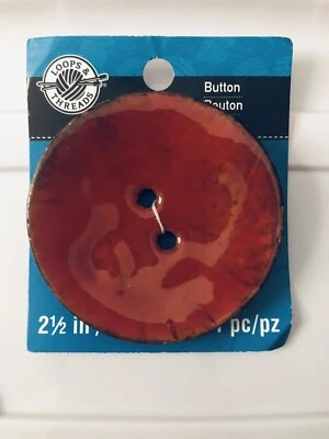 Large Button 2-1/2" Red Gloss Made Of Coconut - Image 1 of 4