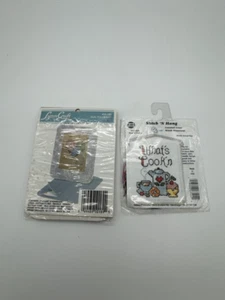 Set of 2 Mini Counted Cross Stitch Kits What's Cooking & Quilted Heart NIP - Picture 1 of 5