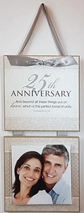 Hanging Plaque / Photo Frame with Bible Verse "25th ANNIVERSARY" - G5103 - Picture 1 of 2