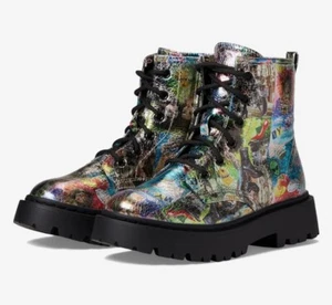 Steve Madden Metallic Rockk Little Big Kid Girls Combat Fashion Boots sz 13-5 - Picture 1 of 6