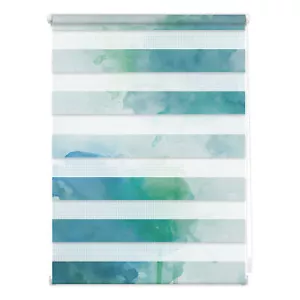 Duo Rollo Klemmfix, ohne Bohren, blickdicht, Aquarell - Blau Grün - Bild 1 von 6