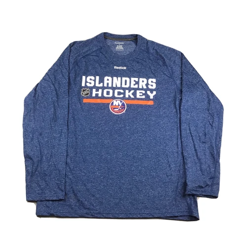 Reebok New York Islanders Shirt Mens Large Blue PlayDry Long Sleeves Hockey NHL Cover