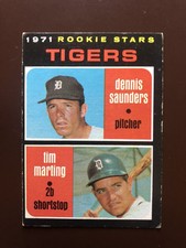1971 Topps Detroit Tigers Rookie Stars Dennis Saunders Tim Marting Number 423